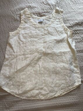 Vintage Butter Colored Linen Oversized Tank xl